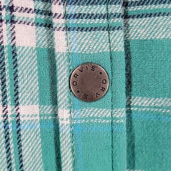 Orvis Fleece Lined Plaid Flannel Button Up Shirt Shacket Jacket - Picture 4 of 9